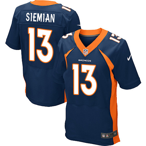 Men's Elite Trevor Siemian Nike Jersey Navy Blue Alternate - #13 NFL Denver Broncos